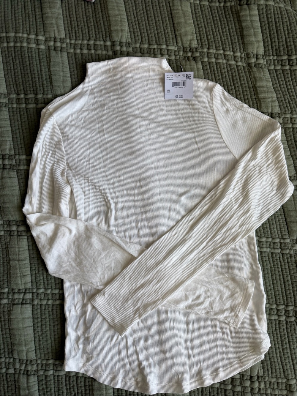 American Eagle Outfitters Cream Ribbed Turtleneck Top